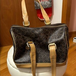 Calvin Klein Signature Brown and Tan Satchel